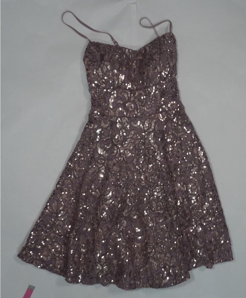 Emerald Sundae Mauve Sequin Lace Fit & Flare Cocktail Dress S